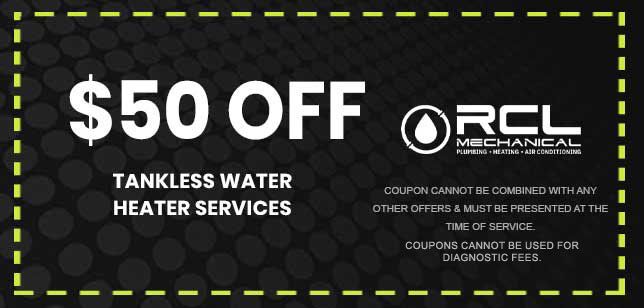 Discount on tankless water heater services