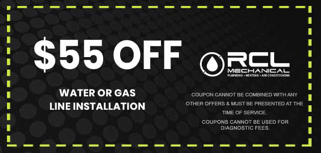 Discount on water or gas line installation